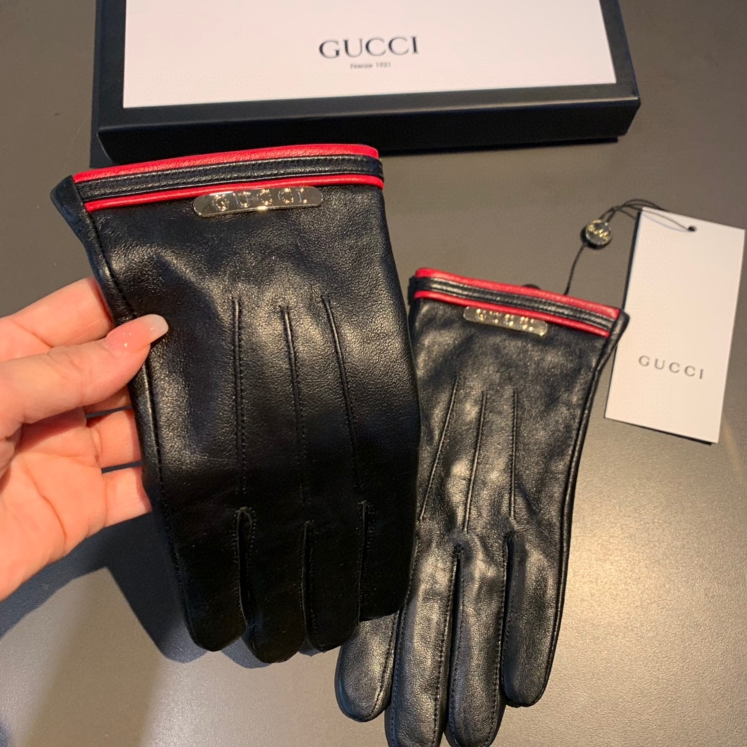 Gvc*1 Gloves With Signature Double G Motif In Black