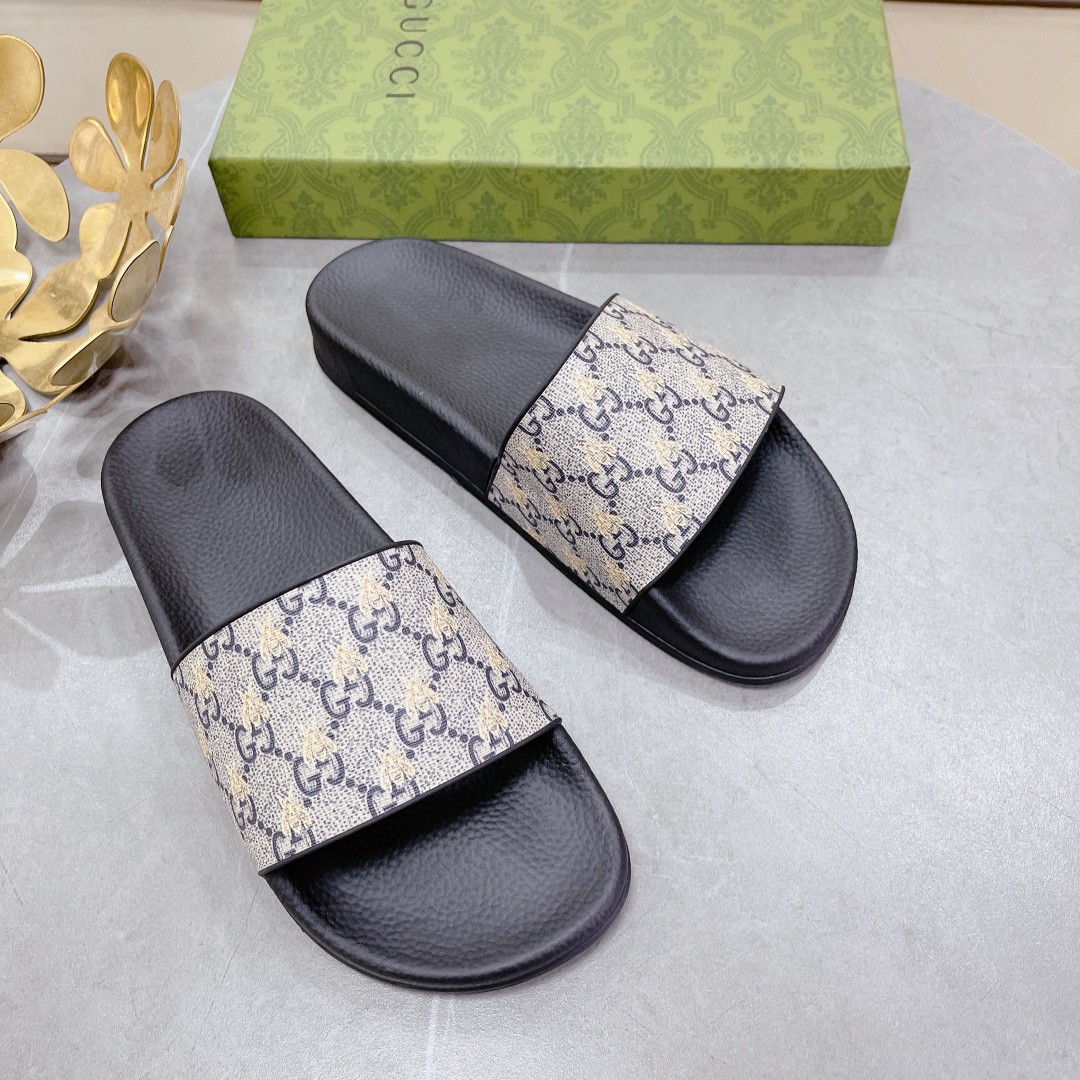 Gvc*1 Women’s GG Slide Sandal With Bees Black For Women 407345