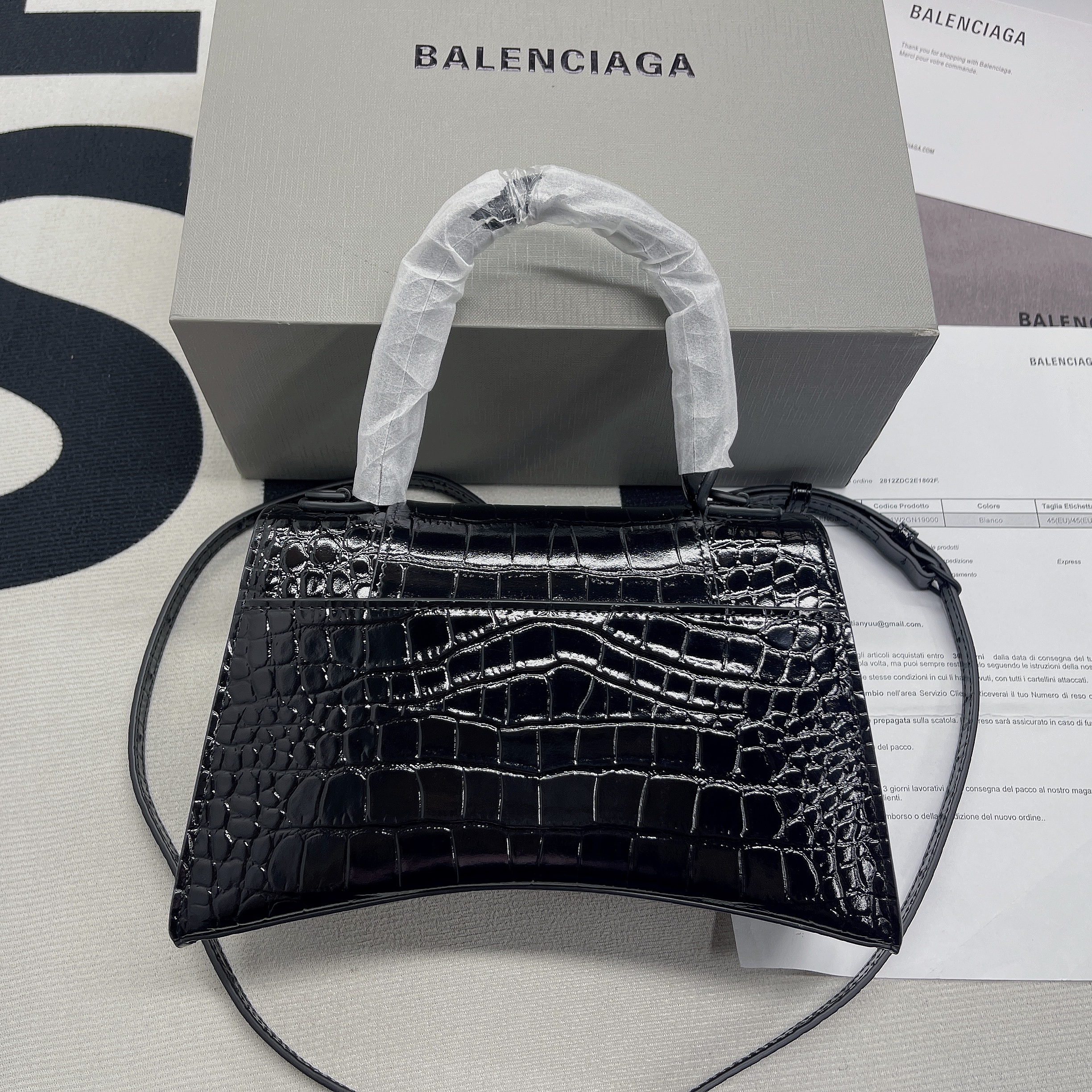 Ba1en*iaga Hourglass Small Handbag In Black, For Women, Women’s Bags 9in/23cm