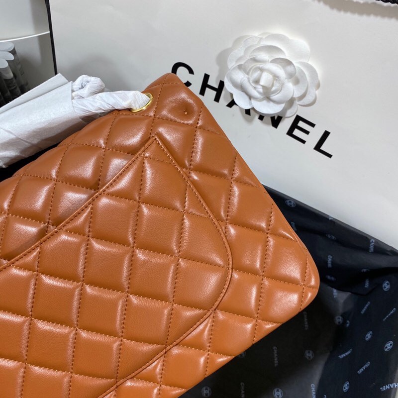 Ch**el Large Classic Handbag Gold Hardware Brown For Women, Women’s Handbags, Shoulder Bags 11.8in/30cm