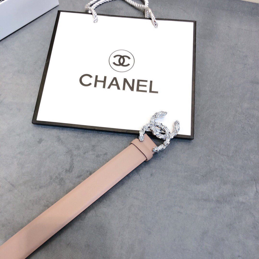 Ch**el Belt With Double C Buckle Beige Women Belt