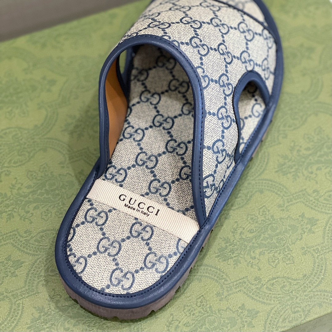 Gvc*1 Men’s GG Svp*me Slide Sandal Blue And Beige For Men 624879