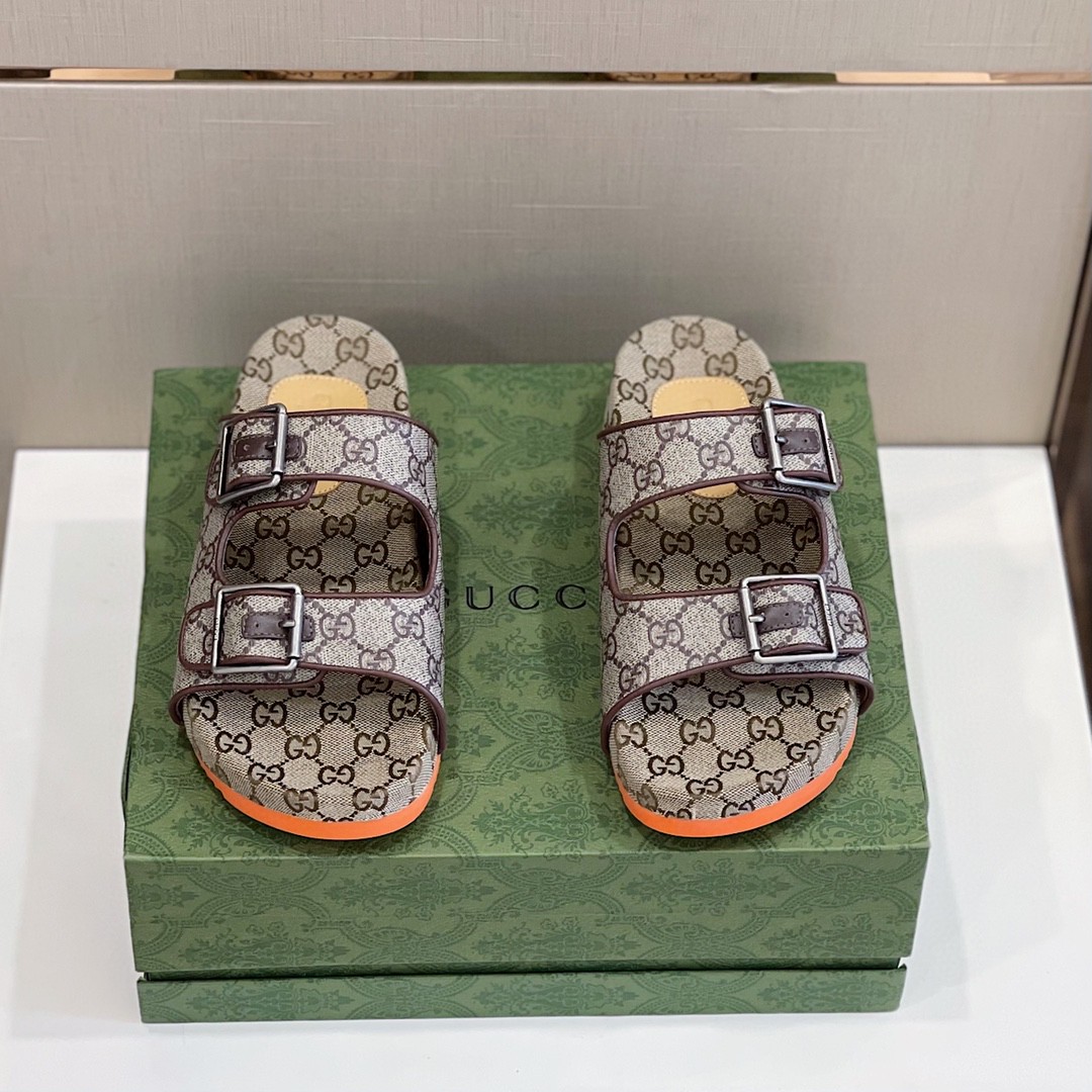 Gvc*1 Women’s Slide Sandal With Straps Gray Orange For Women 658020 2HK60