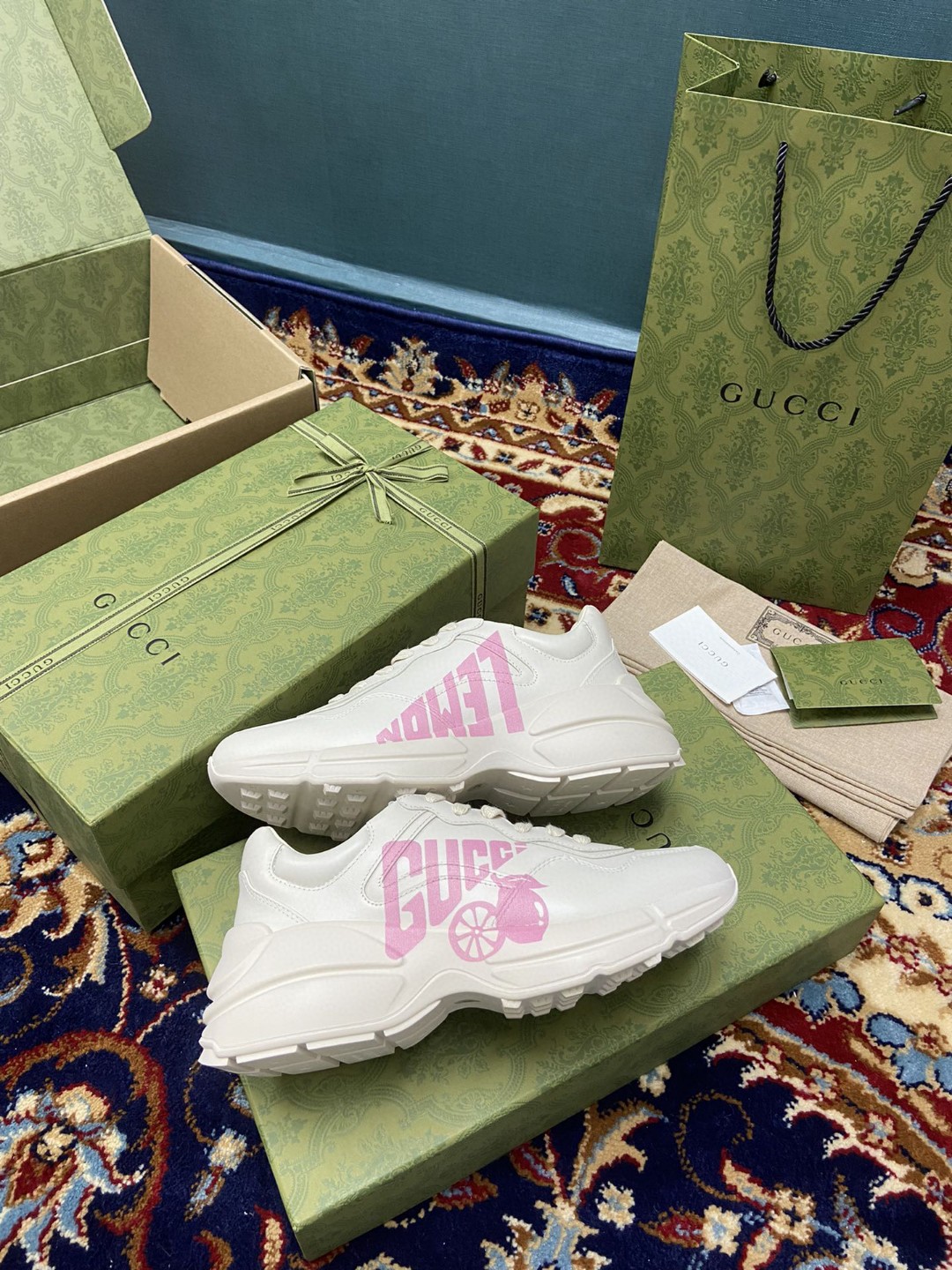 Gvc*1 Women’s Rhyton Sneakers With Lemon Gvc*1 White Ivory For Women 684899