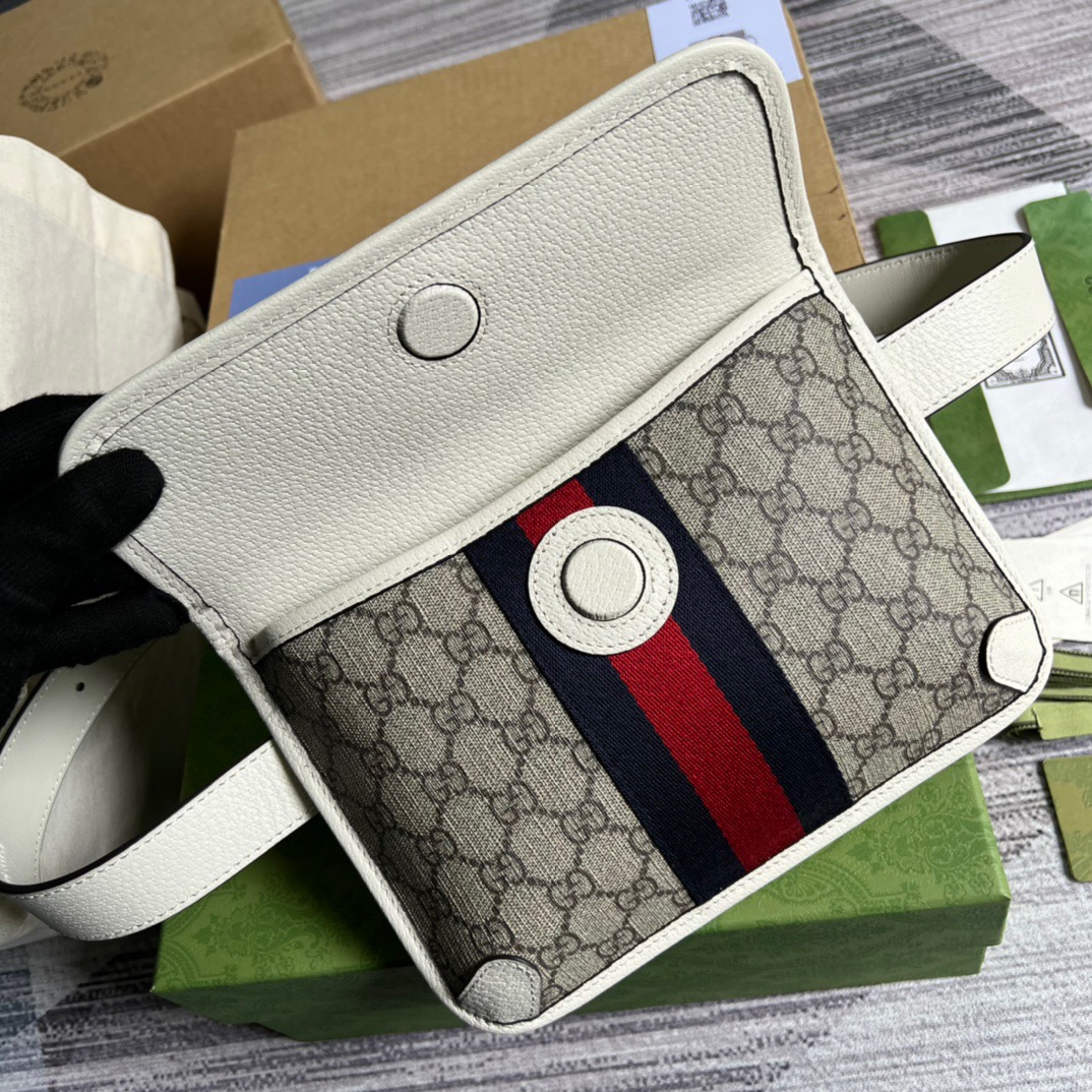 Gvc*1 Ophidia Belt Bag Beige And Ebony GG Svp*me Canvas, A Material With Low Environmental Impact For Men  8.7in/22cm GG 674081 96IWT 9794