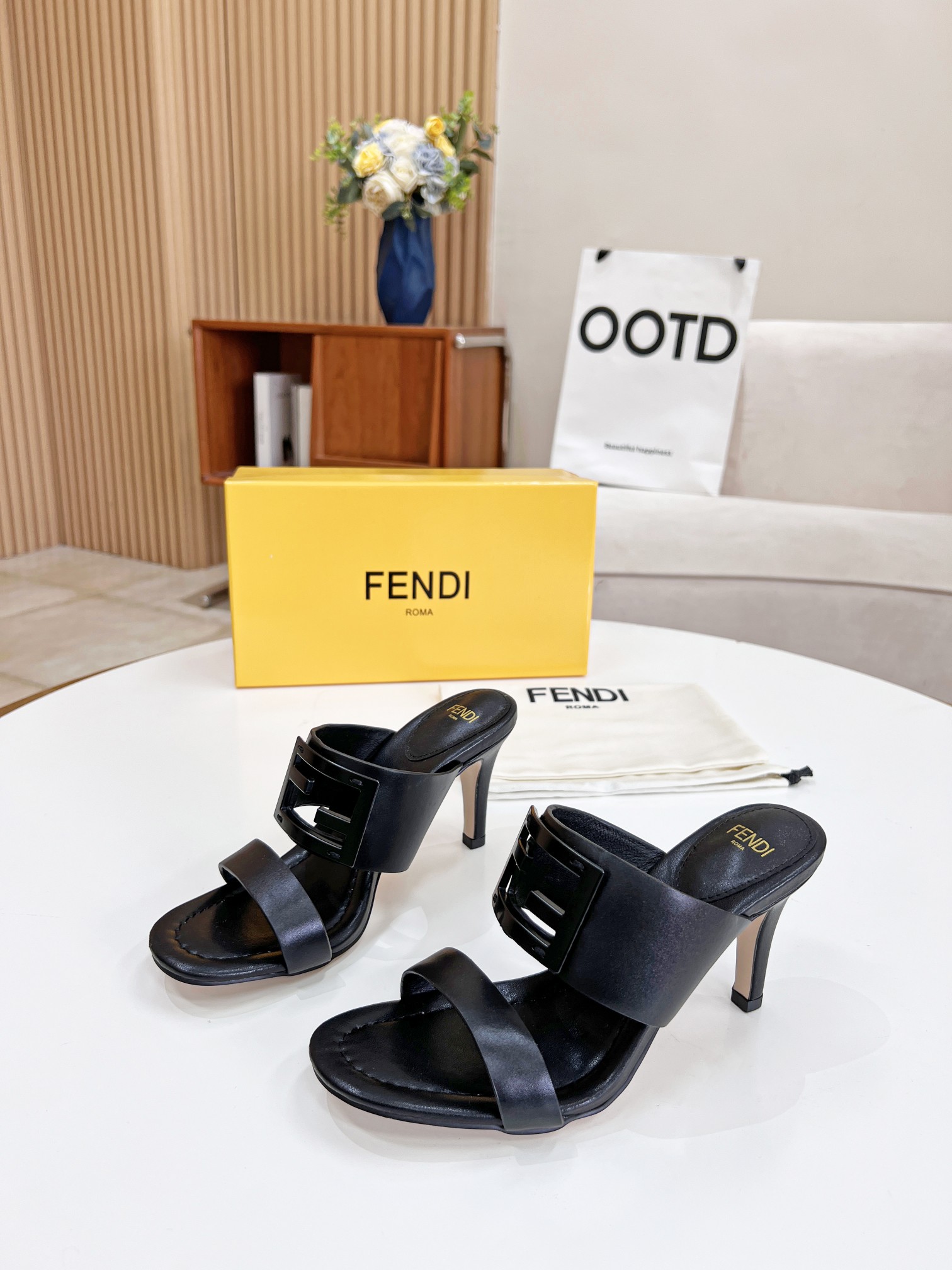 F**di Baguette Black Heels For Women 8R8287AE7TF0ABB