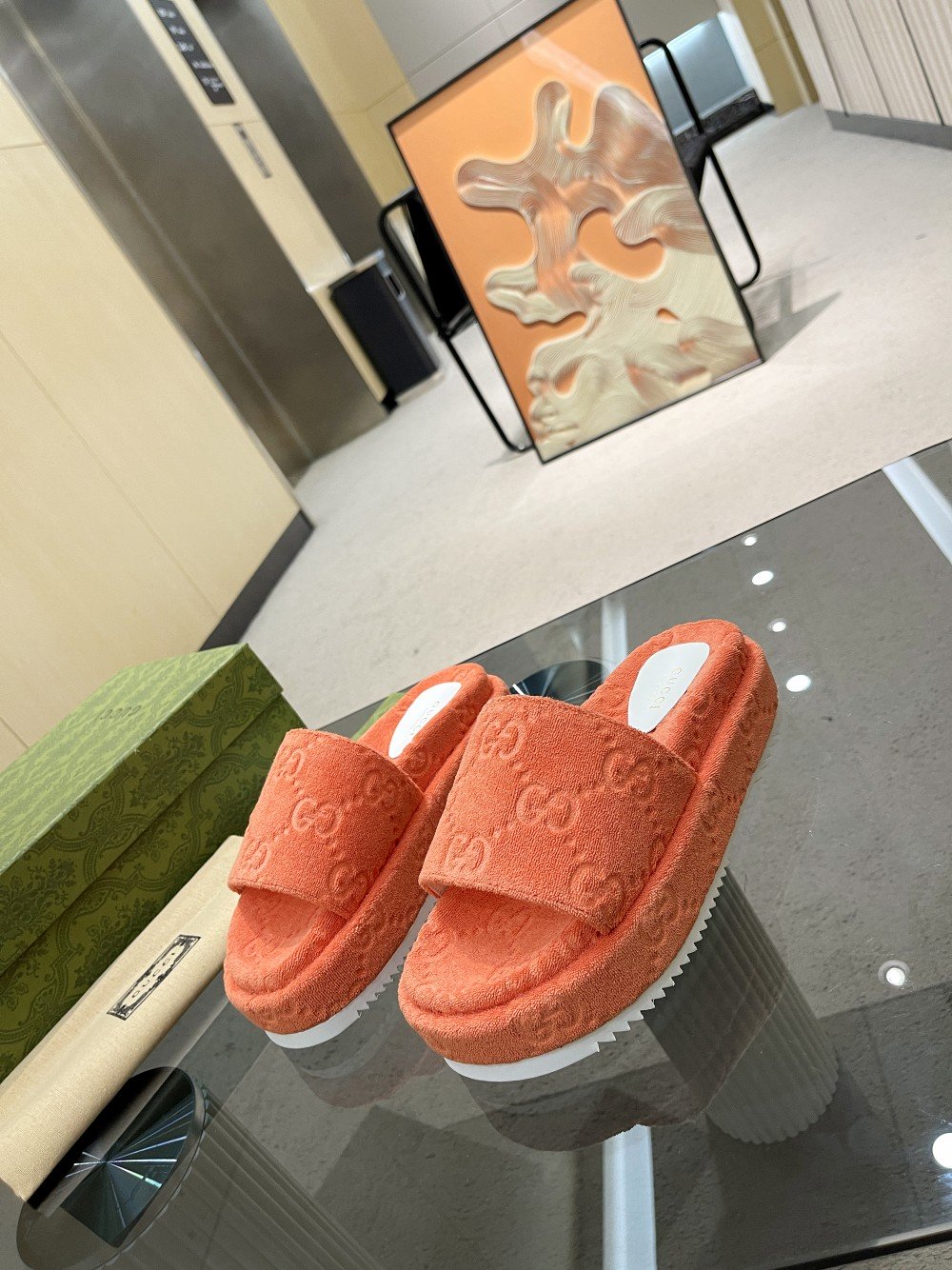 Gvc*1 Women’s GG Platform Sandal Orange For Women GG 700599 U2O00 7519
