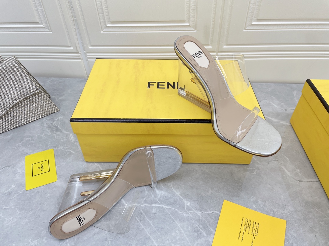 F**di First White Transparent High-Heeled Sandals For Women