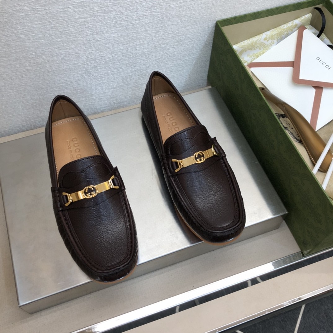 Gvc*1 Men’s Loafer With Interlocking G Horsebit Dark Brown For Men 655519 1XO00