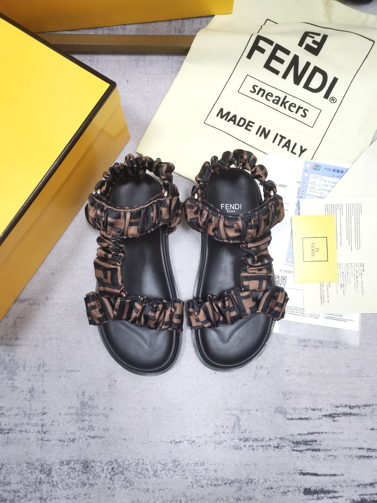 F**di Feel Brown Satin Sandals For Women 8X8291AE7SF0R7V