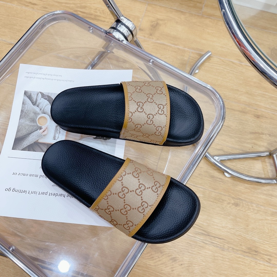 Gvc*1 Women’s GG Slide Sandal Black And Brown For Women 407345