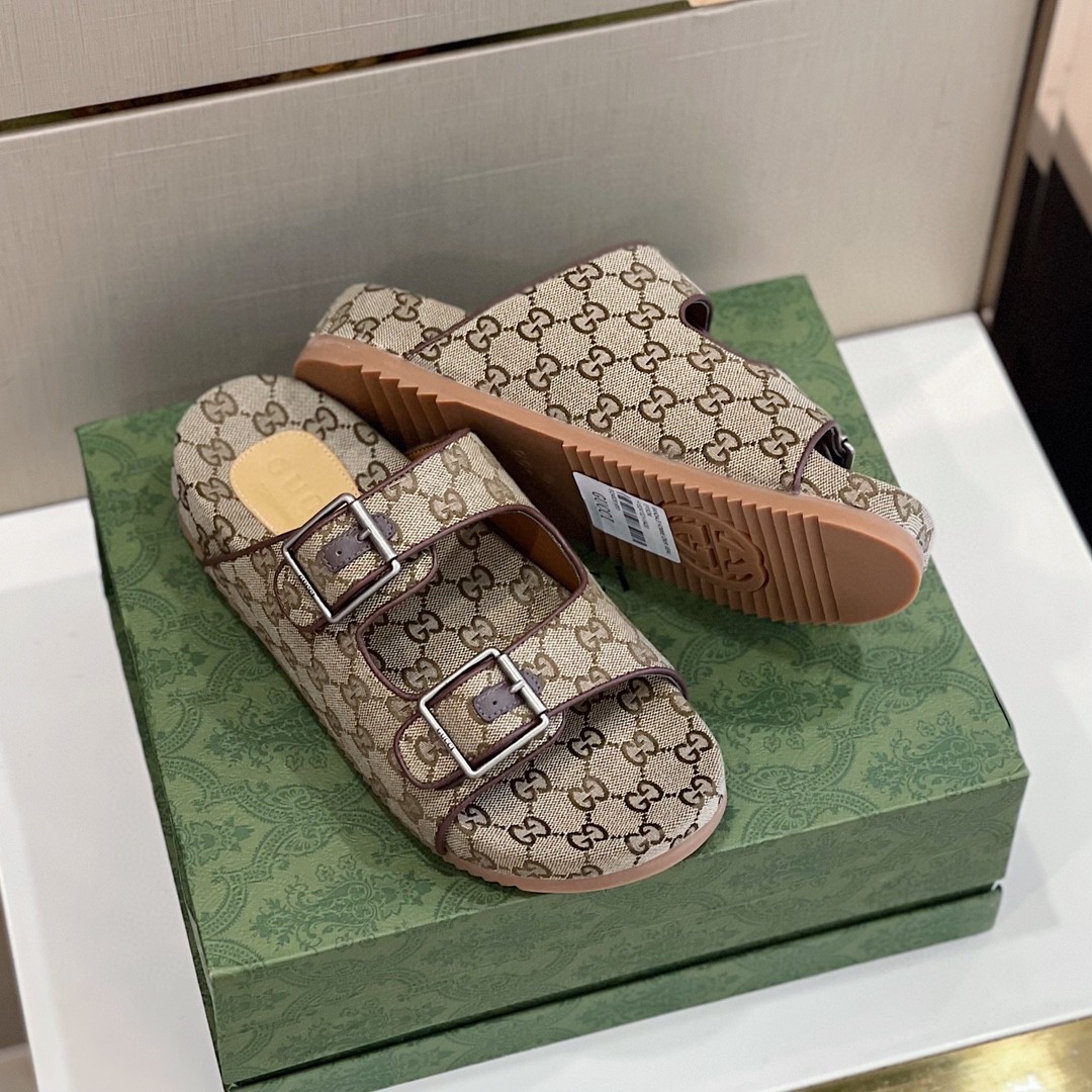 Gvc*1 Women’s Slide Sandal With Straps Beige And Ebony For Women 658020 2HK60 9791