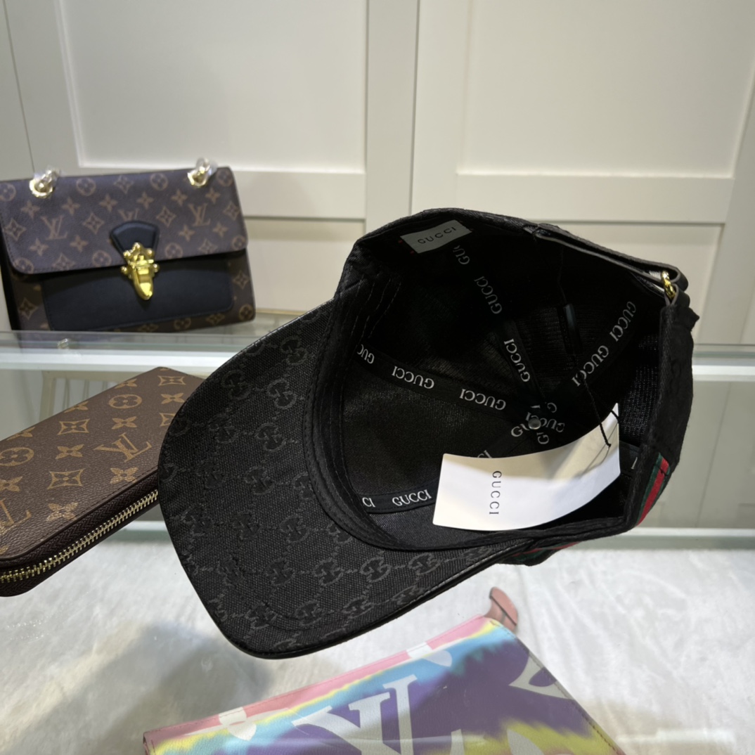 Gvc*1 Original GG Canvas Baseball Hat With Web Black GG Hat