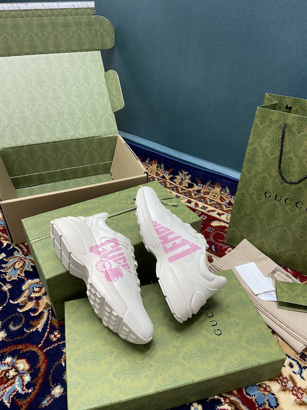 Gvc*1 Women’s Rhyton Sneakers With Lemon Gvc*1 White Ivory For Women 684899