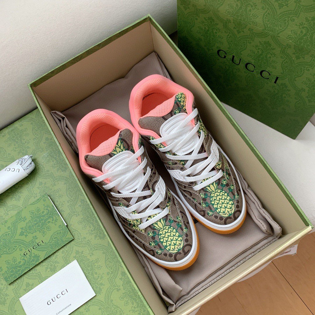 Gvc*1 Women’s Basket Sneaker Print Pineapple Brown Pink For Women 661301