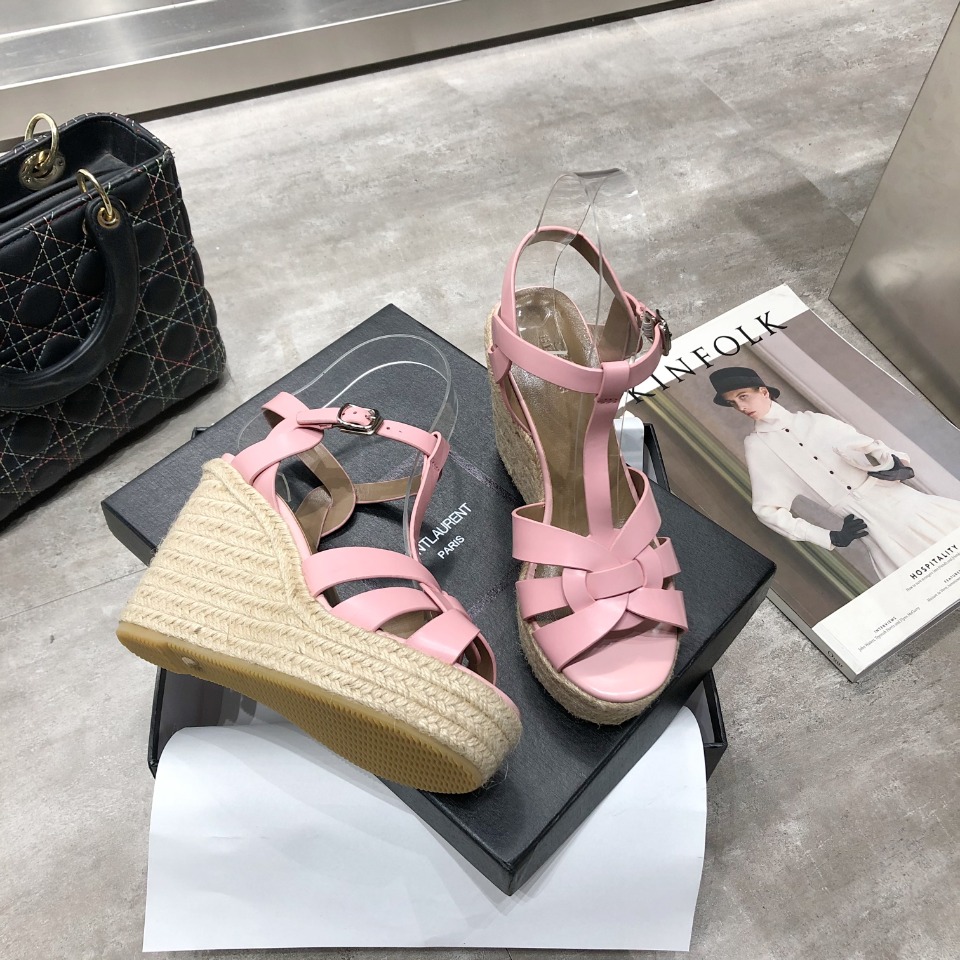 Sa1nt Lau*nt Women’s Tribute Espadrilles Wedge Pink For Women Y51