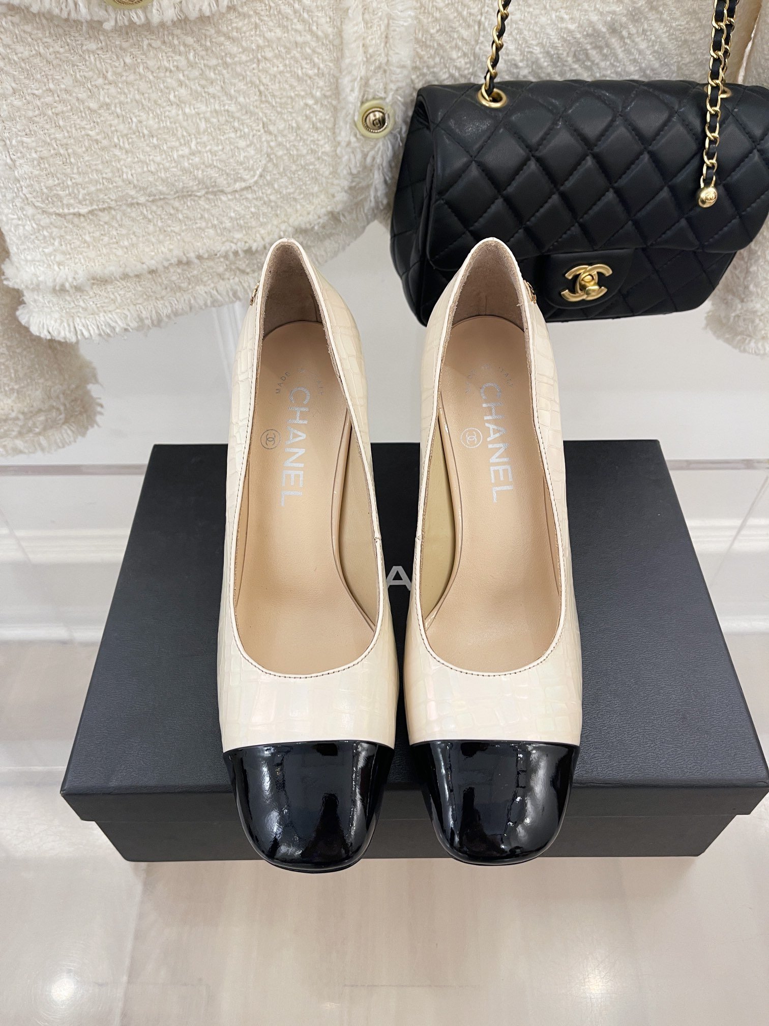 Ch**el Women’s Pump & Grosgrain Beige For Women