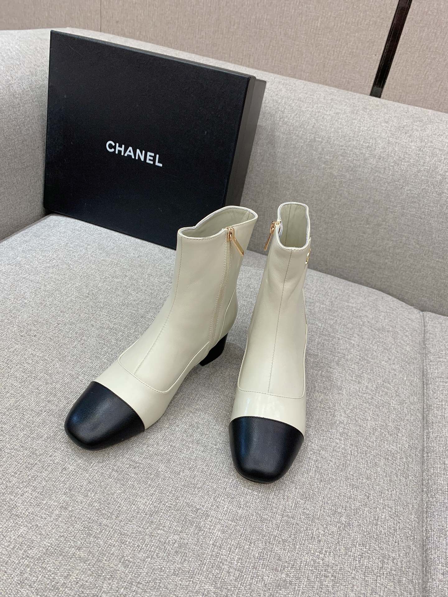 Ch**el Women’s Ankle Boots White For Women 2.2in/5.5cm