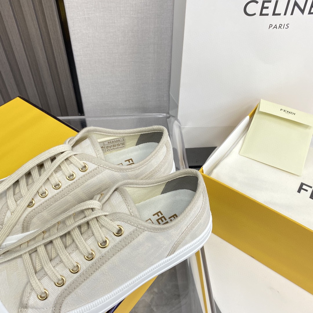 F**di Domino Fabric Sneakers Beige For Women