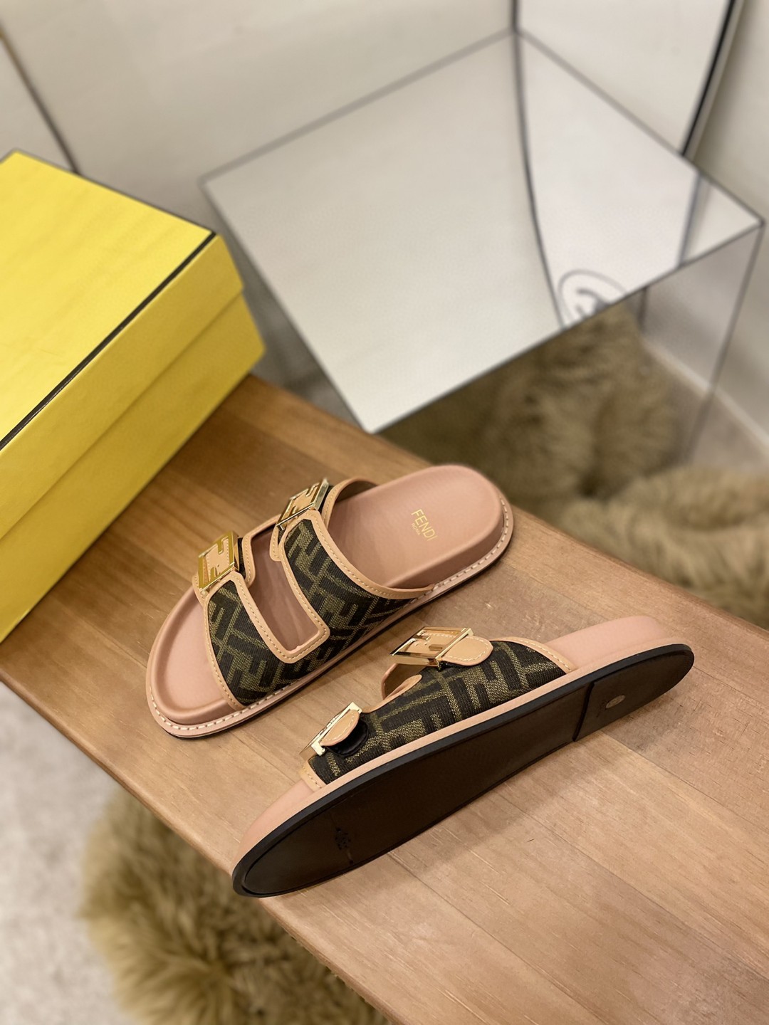 F**di Feel Slides Dark Pink For Women