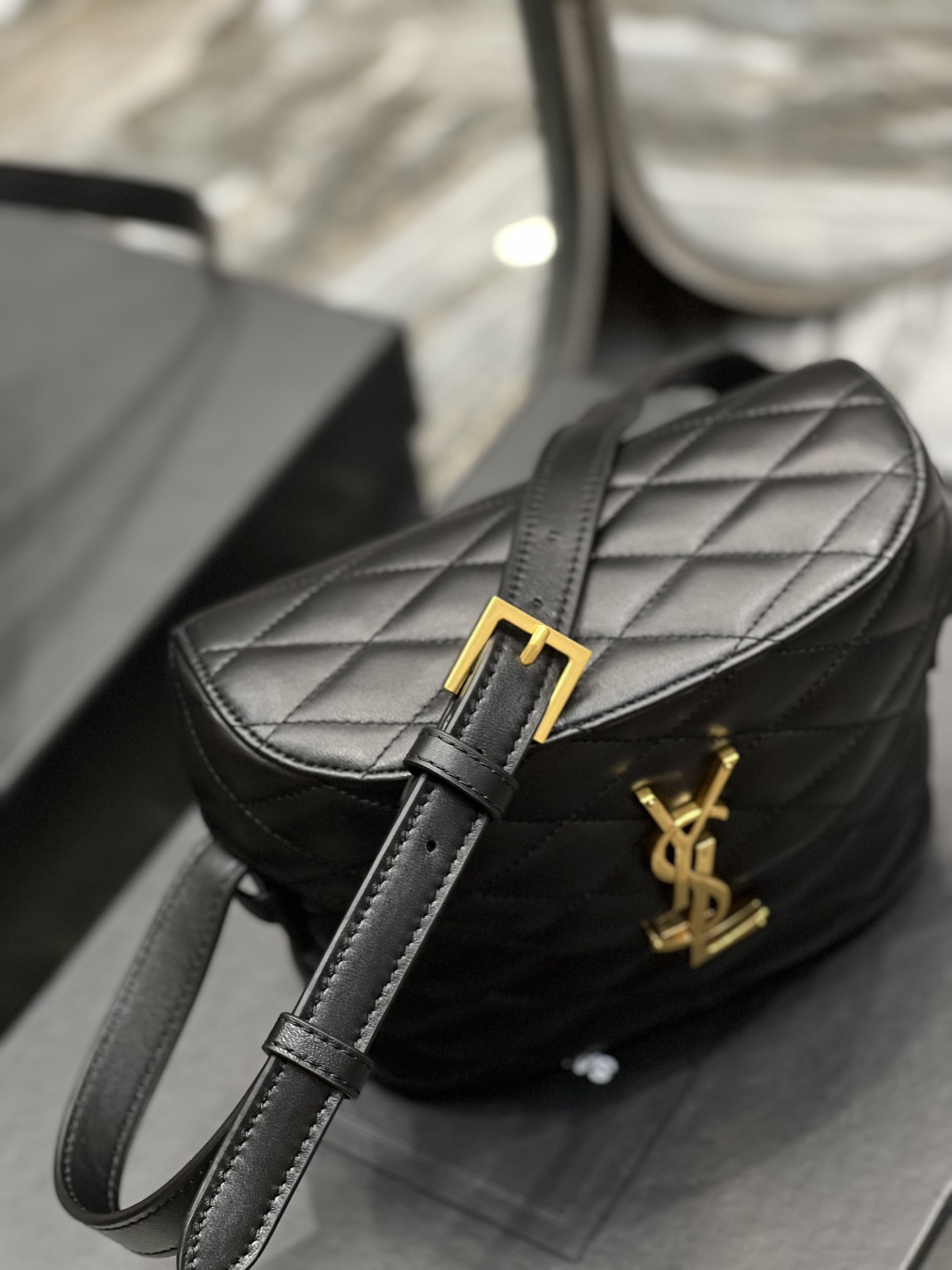 Sa1nt Lau*nt June Box Bag Black For Women, Women’s Bags 7.5in/19cm Y51 7100801EL071000