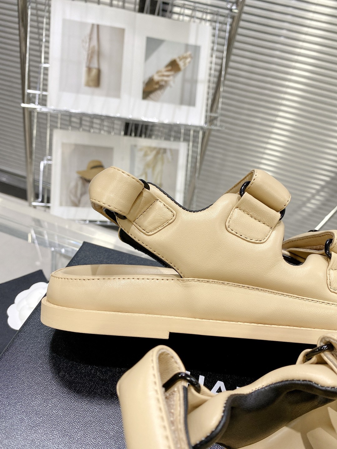 Ch**el Women’s Sandals With Ch**el Logo Beige For Women