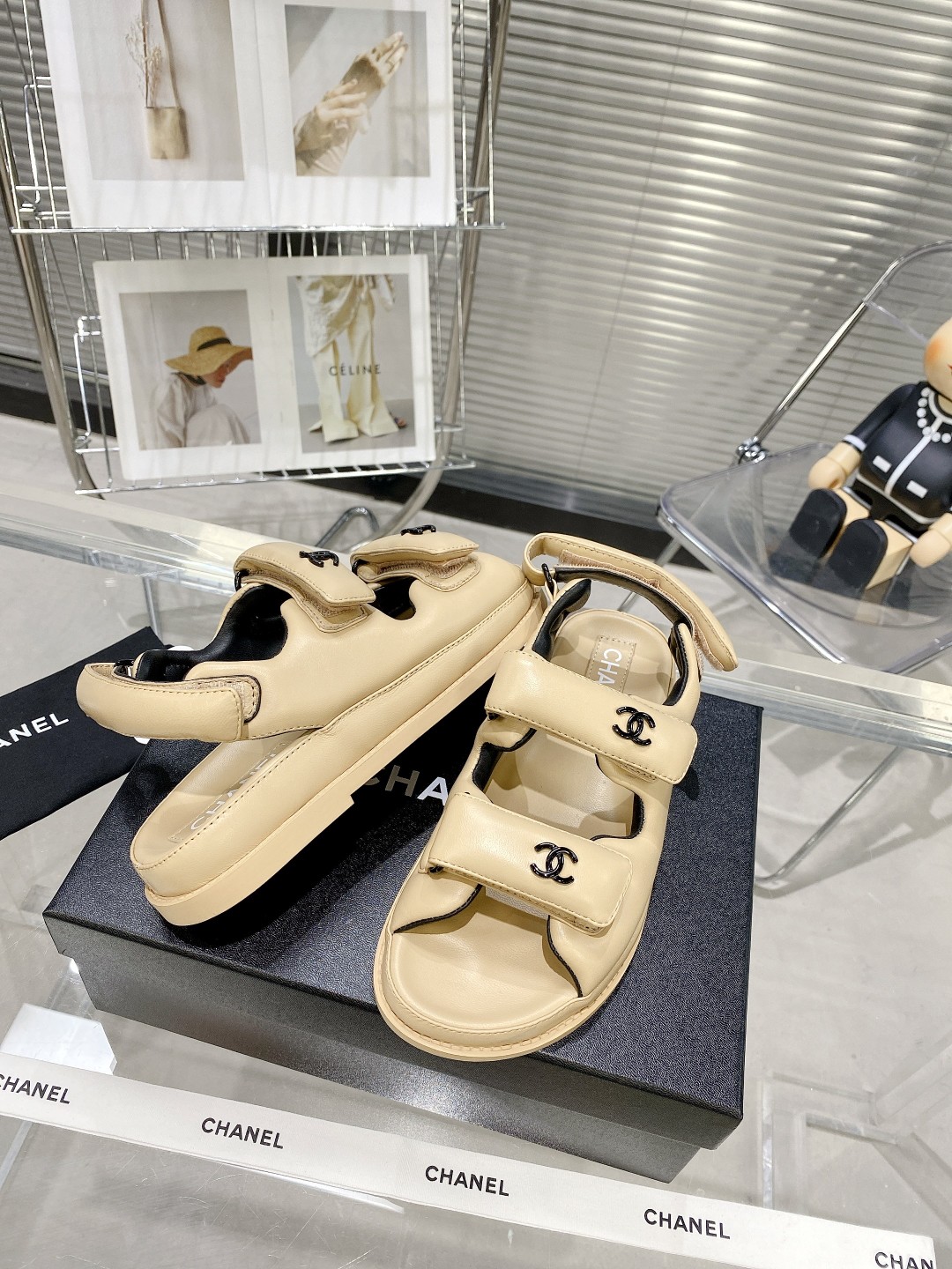 Ch**el Women’s Sandals With Ch**el Logo Beige For Women