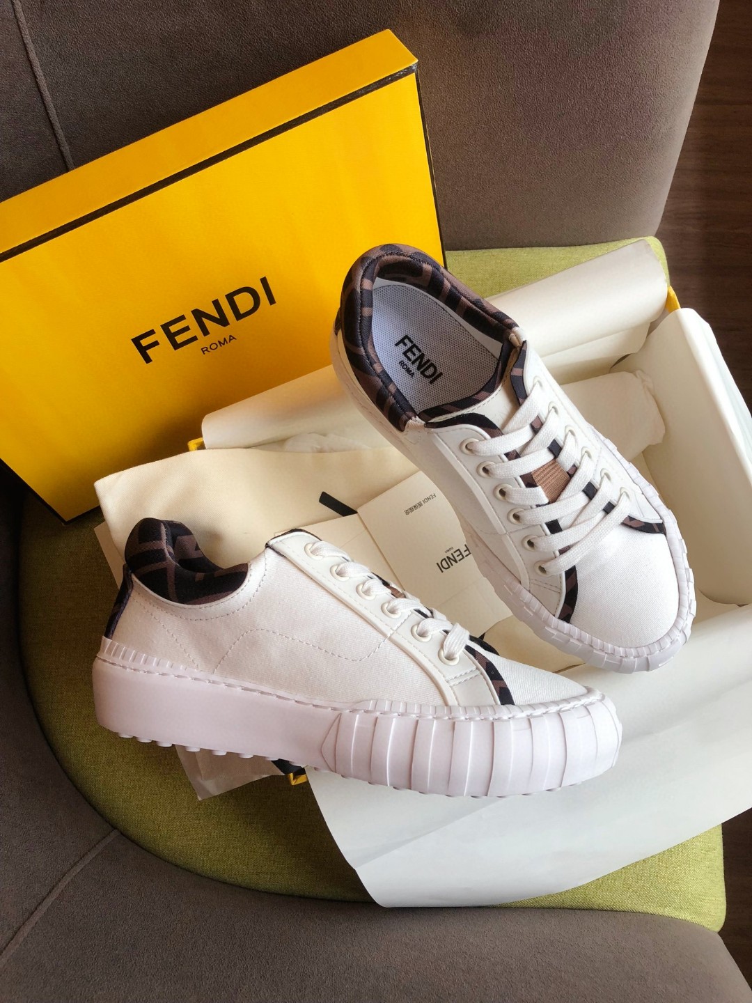 F**di Force FF Lace-Ups Sneakers White For Men 7E1414AF5A