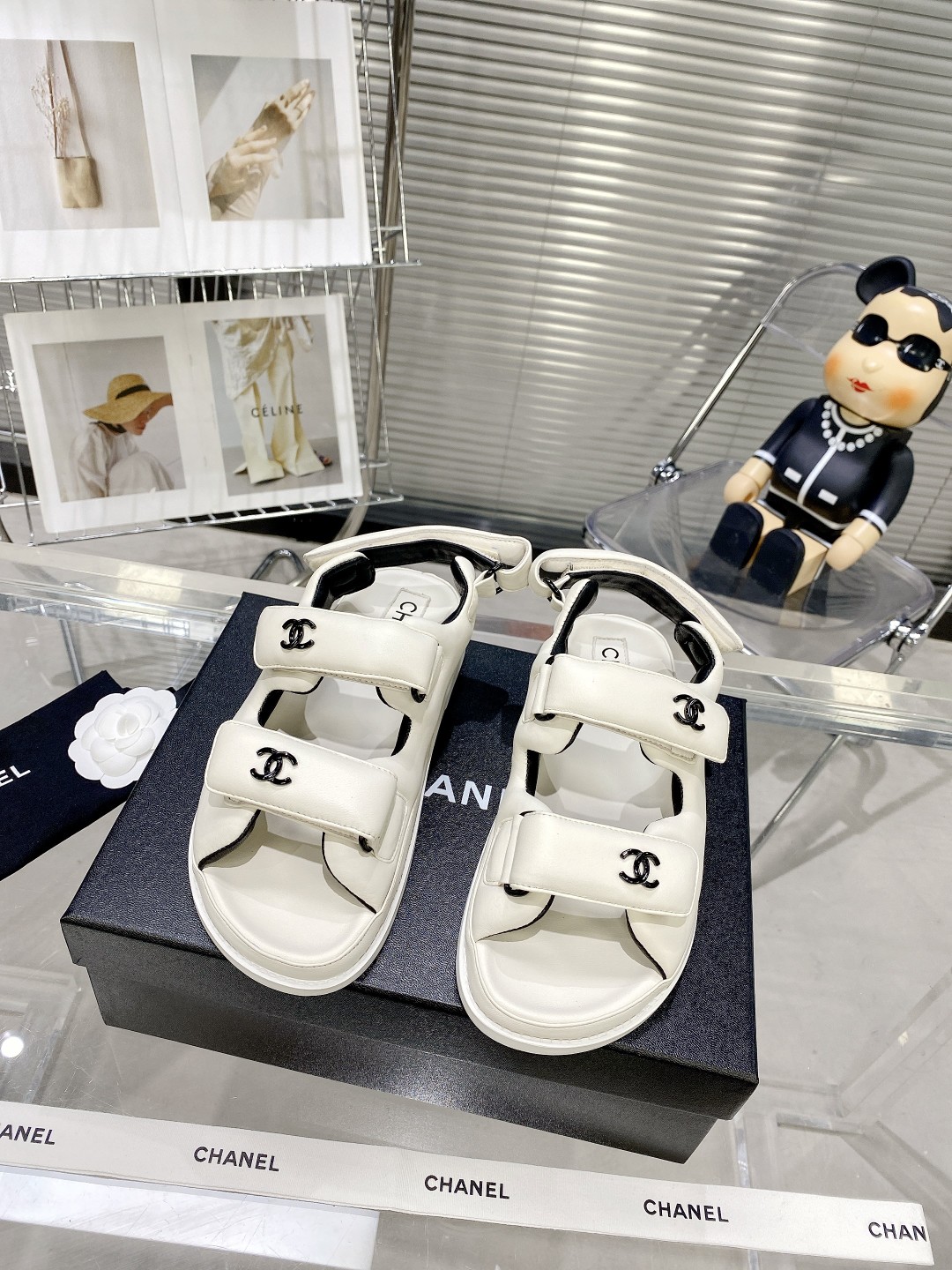 Ch**el Women’s Sandals With Ch**el Logo White For Women