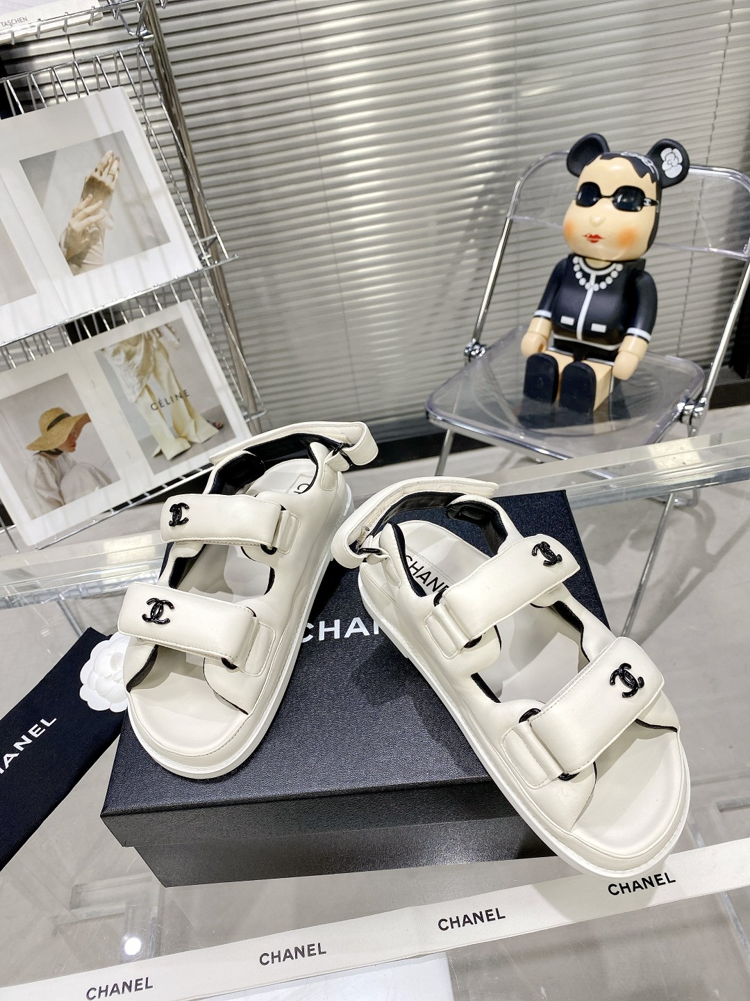 Ch**el Women’s Sandals With Ch**el Logo White For Women