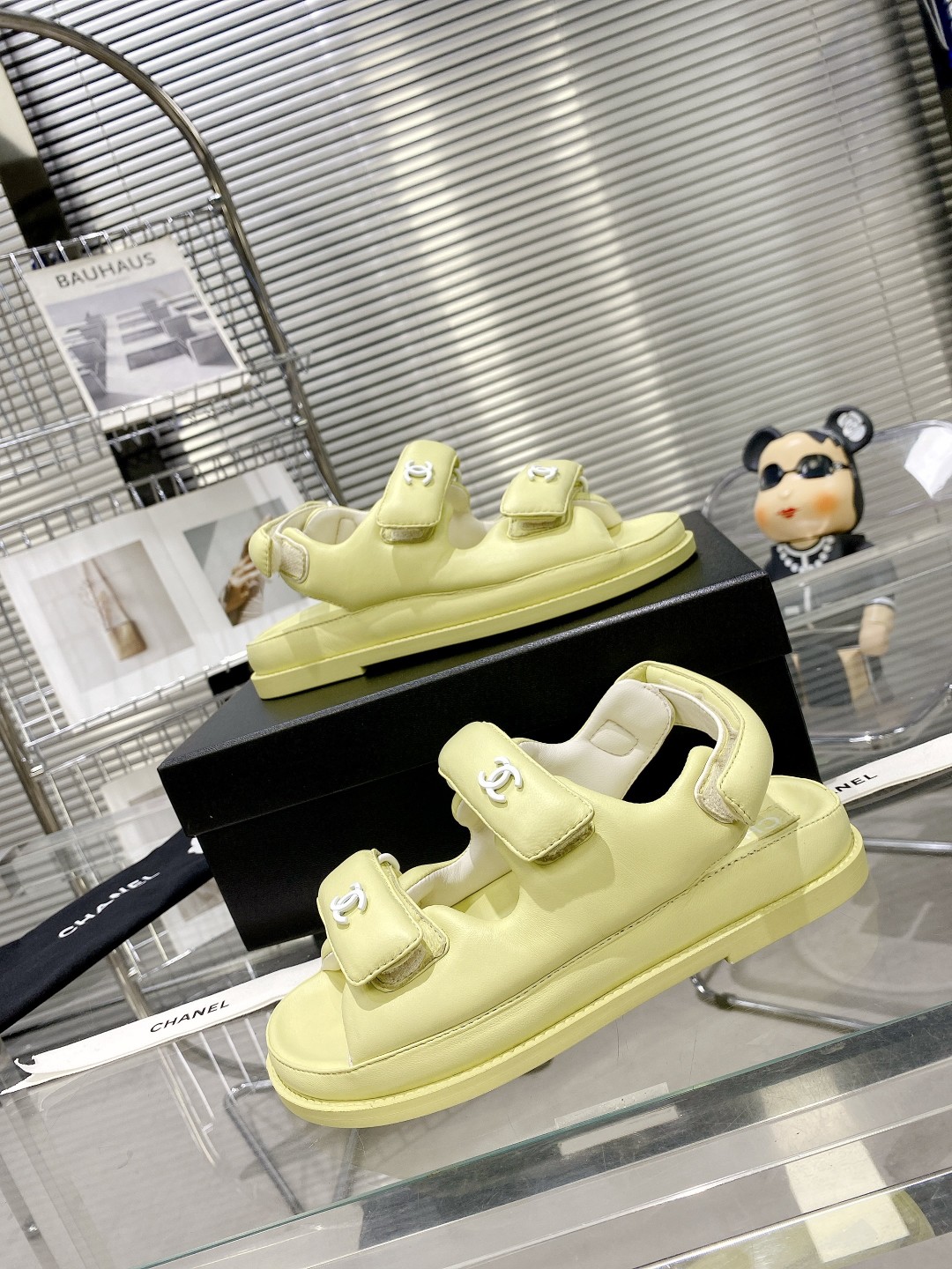 Ch**el Women’s Sandals With Ch**el Logo Yellow For Women
