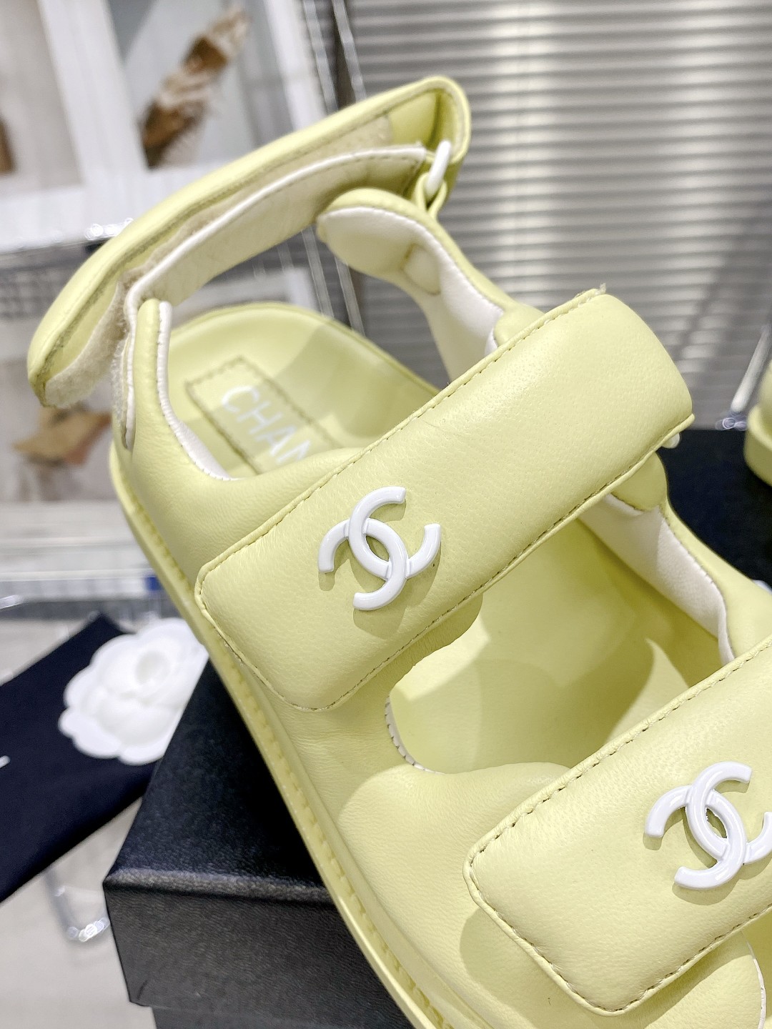Ch**el Women’s Sandals With Ch**el Logo Yellow For Women