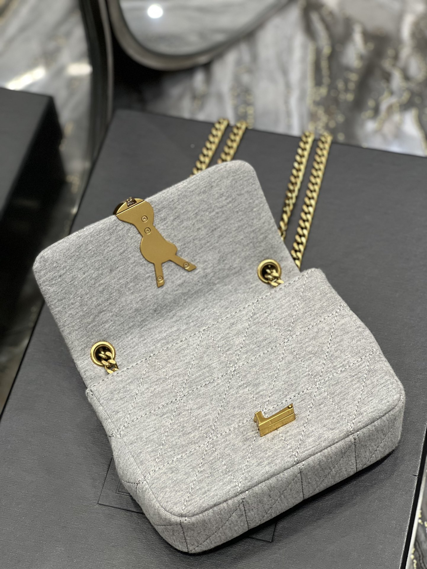 Sa1nt Lau*nt Jamie Mini Chain Bag Grey For Women, Women’s Bags 6.9in/17.5cm Y51 6981622F9271407