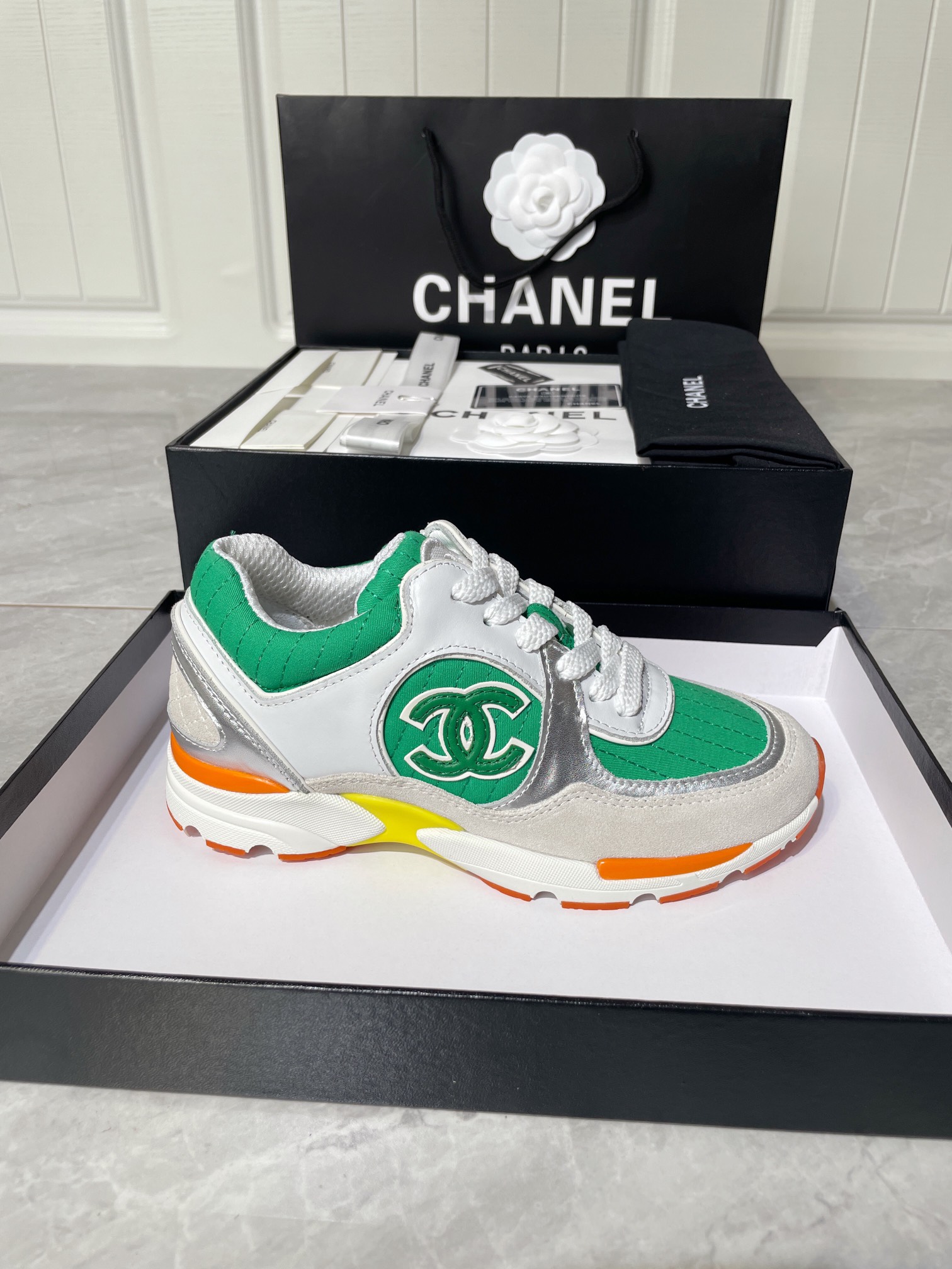 Ch**el Women’s Sneakers In Fabric Green For Women